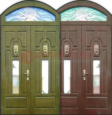 Стальная арочная дверь со стеклом ДА-17 для монолитного дома в Истре
