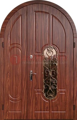 Арочная двухстворчатая стальная дверь Винорит ДА-54 в Истре