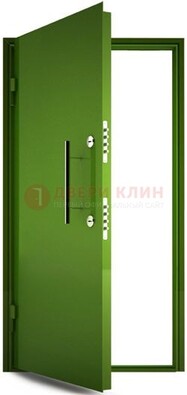 Зеленая металлическая бронированная дверь ДБ-8 в Истре