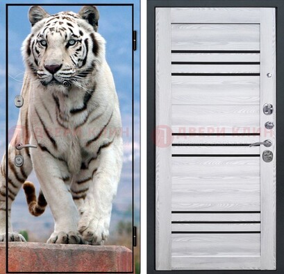 Стальная дверь с фотопечатью тигра ДФ-12 в Истре