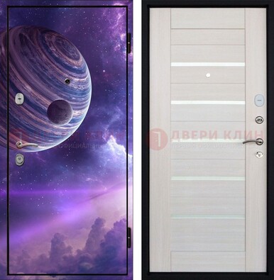 Стальная дверь с фотопечатью планеты ДФ-19 в Истре