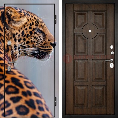 Металлическая дверь с фотопечатью леопарда ДФ-26 в Истре
