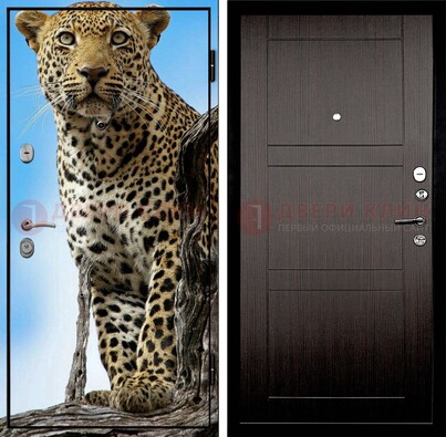 Железная дверь с рисунком гепарда снаружи ДФ-27 в Истре