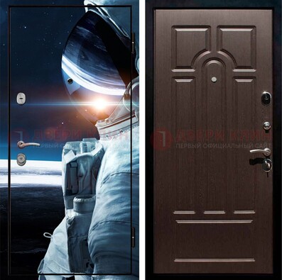 Стальная дверь с фотопечатью космонавта ДФ-4 в Истре