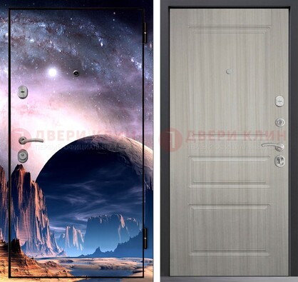 Железная дверь с фотопечатью космоса и планеты ДФ-50 в Истре