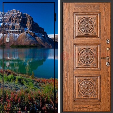 Входная дверь с фотопечатью озера и гор ДФ-6 в Истре