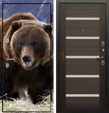 Железная дверь с фотопечатью медведя ДФ-7 в Истре