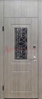 Металлическая дверь Винорит стекло и ковка с фрамугой ДФГ-33 в Истре