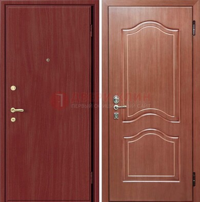 Красная металлическая дверь с ламинатом МДФ внутри ДЛ-8 в Истре