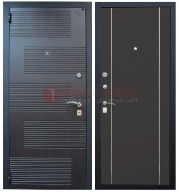 Темная металлическая дверь с МДФ ДМ-105 в деревянный дом в Истре