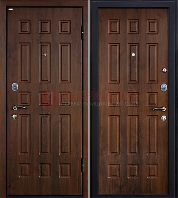 Коричневая металлическая дверь с МДФ ДМ-156 для квартиры в Истре