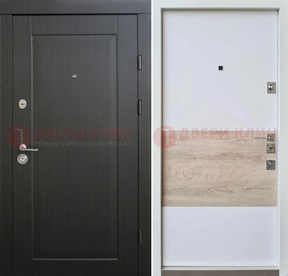 Черная металлическая дверь с белой МДФ внутри ДМ-230 в Истре