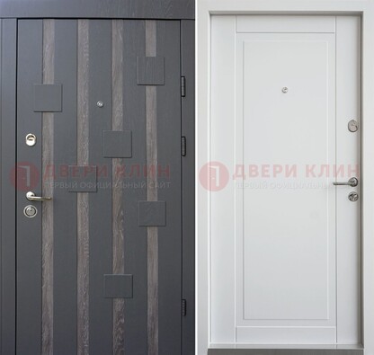 Темная металлическая дверь c белом МДФ внутри ДМ-231 в Истре