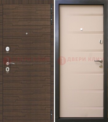 Коричневая  железная дверь c фрезерованной МДФ ДМ-248 в Истре