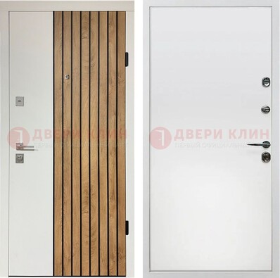 Белая с коричневой вставкой филенчатая дверь МДФ ДМ-278 в Истре