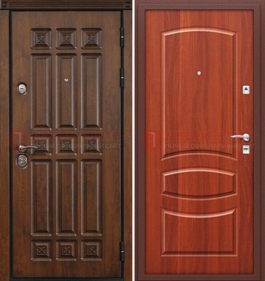 Темная металлическая дверь с МДФ и узором ДМ-364 в Истре