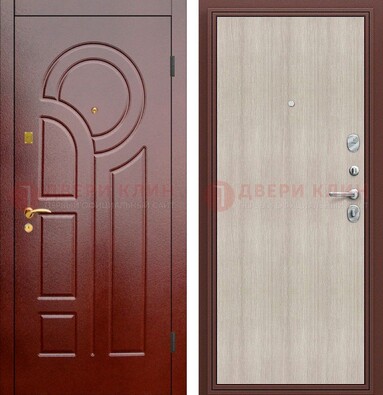 Красная металлическая дверь с МДФ панелями ДМ-368 в Истре