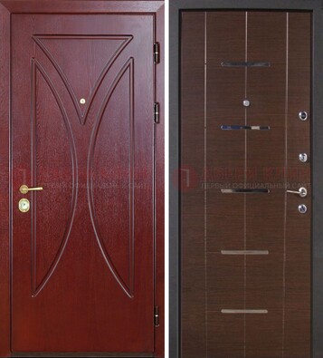 Темно-красная железная дверь с МДФ ДМ-370 в Истре