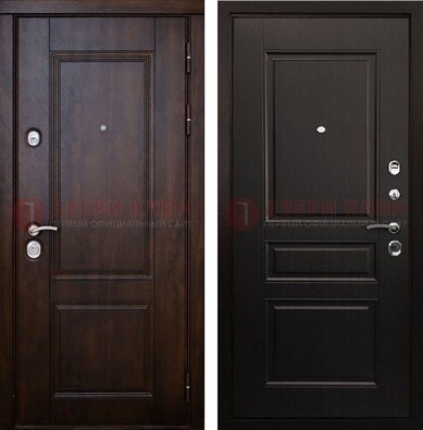 Классическая железная дверь с темными МДФ панелями ДМ-390 в Истре