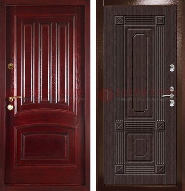 Красная стальная дверь с филенчатой МДФ ДМ-398 в Истре