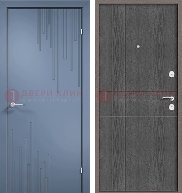 Синяя металлическая дверь МДФ в квартиру ДМ-434 в Истре