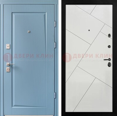 Синяя железная дверь с МДФ панелями ДМ-491 в Истре