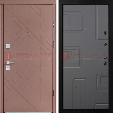 Красная стальная дверь в квартиру с МДФ хайтек ДМ-493 в Истре