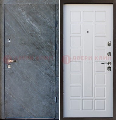 Железная дверь с МДФ серая и белая ДМ-505 в Истре