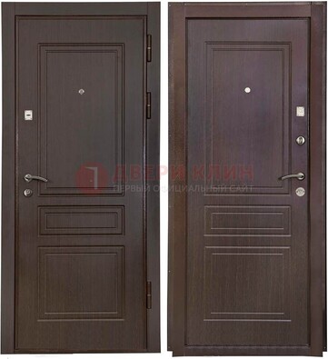 Антивандальная коричневая железная дверь с МДФ ДМ-61 в Истре