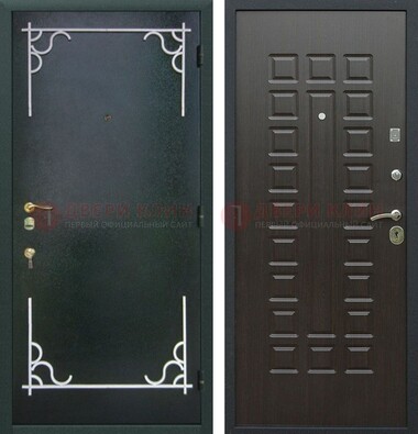 Темная входная дверь с порошковым покрытием и МДФ венге ДП-223 в Истре