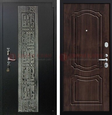 Темная входная дверь с порошковым покрытием и МДФ внутри ДП-224 в Истре