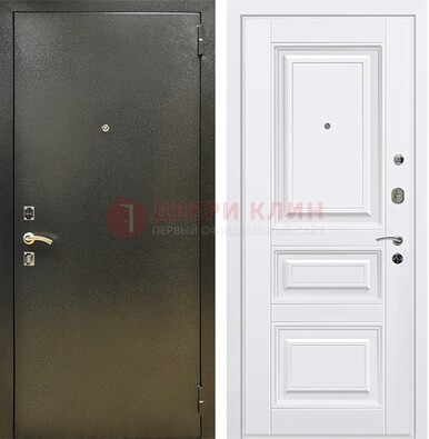 Железная темно-серая дверь с порошковым напылением и белой МДФ ДП-274 в Истре
