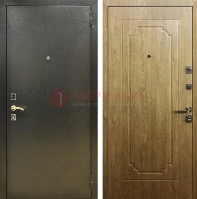 Темно-серая входная дверь с порошковым покрытием и МДФ Золотой дуб ДП-291 в Истре
