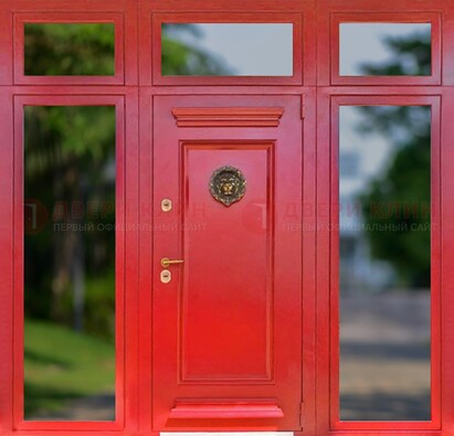 Красная парадная дверь для частного дома ДПР-88 в Истре