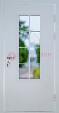Белая железная дверь порошок со стеклом ДС-31 в Истре
