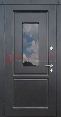 Чёрная металлическая дверь со стеклом ДС-77 в Истре