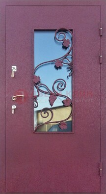 Железная дверь Порошок со стеклом и ковкой лозы ДСК-220 в Истре