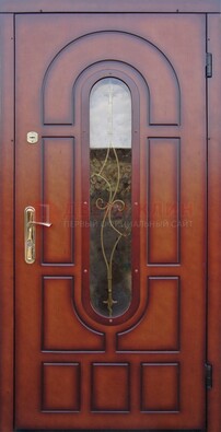 Яркая металлическая дверь Винорит со стеклом и ковкой ДСК-268 в Истре