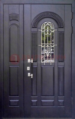 Входная дверь Винорит со стеклом и ковкой с узором ДСК-270 в Истре