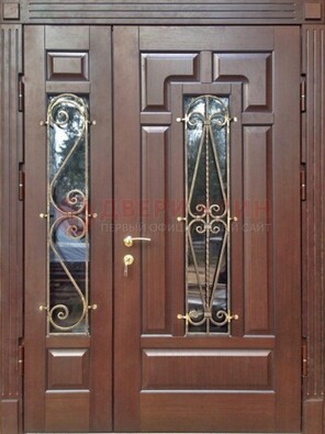 Стальная распашная дверь Винорит стекло и ковка ДСК-274 в Истре