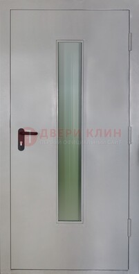 Белая металлическая противопожарная дверь со стеклянной вставкой ДТ-2 в Истре
