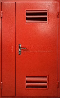 Красная железная техническая дверь с вентиляционными решетками ДТ-4 в Истре