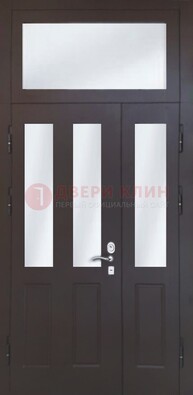 Черная тамбурная дверь со стеклянными вставками ДТМ-38 в Истре
