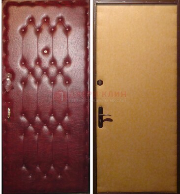 Бордовая металлическая дверь с винилискожей ДВ-1 в Истре