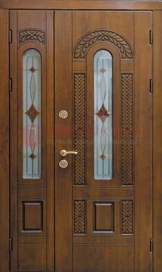 Темная стальная дверь с виноритом и стеклом ДВТ-179 в Истре