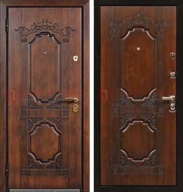 Коричневая железная дверь с виноритом и узором ДВТ-211 в Истре