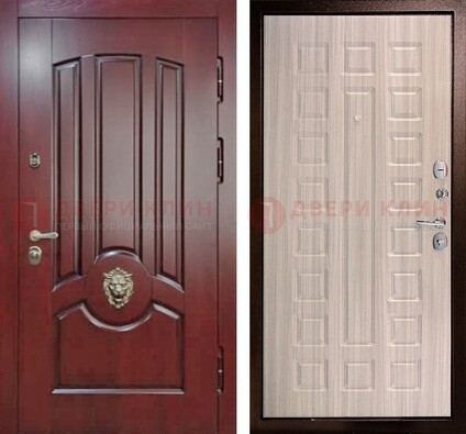 Темно-красная входная дверь с виноритом ДВТ-234 в Истре