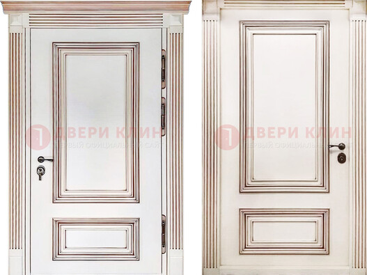 Белая металическая дверь с виноритом для дома ДВТ-239 в Истре
