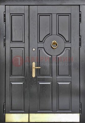 Черная металическая дверь с виноритом для дома ДВТ-241 в Истре