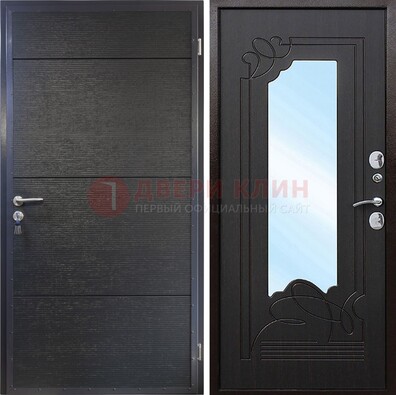Темная Железная дверь c виноритом и МДФ с зеркалом ДЗ-119 в Истре